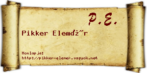 Pikker Elemér névjegykártya